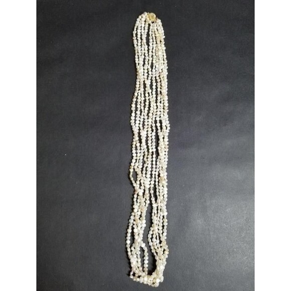 Luxury 5 Strand Pearl Necklace 30 IN & stamped 14k gold filigree clasps VTG Lux - Picture 6 of 15